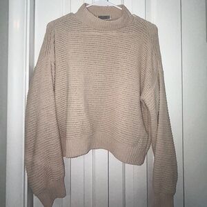 Mock Neck Cropped Pullover Sweater